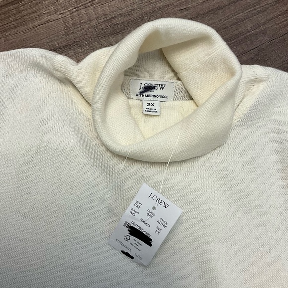 J.CREW FACTORY NWT Merino Wool-Blend Machine Washable Ivory Turtleneck 2X AU185 - Picture 4 of 9